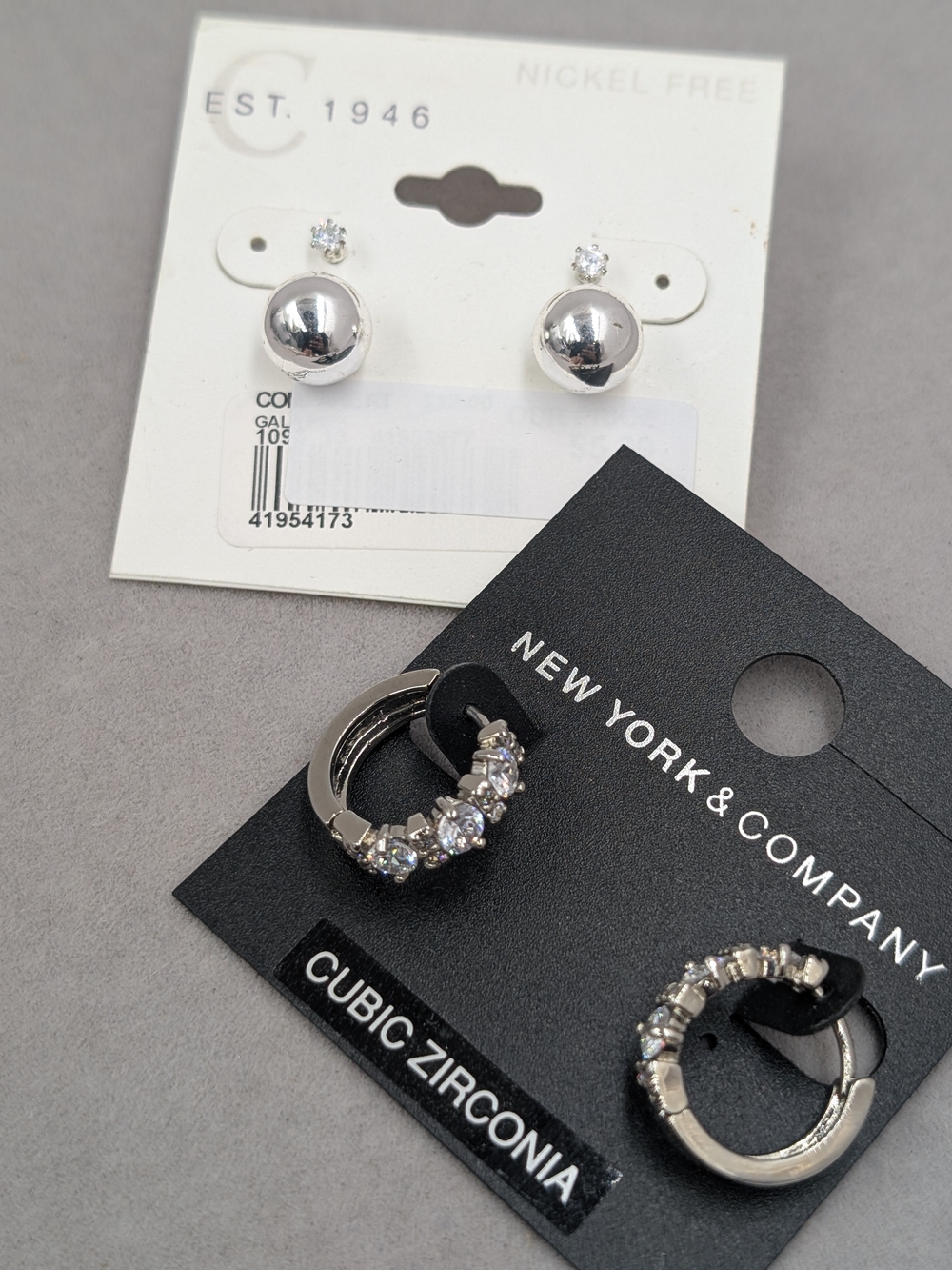 NWT Cato & New York & Company 3 Pair Earring Lot CZ Silver Tone 1305